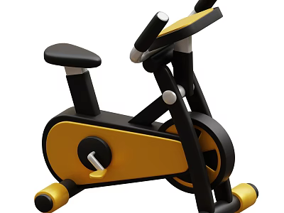 Black And Yellow Stationary Exercise Bike For Indoor Fitness Workout Equipment 3d model