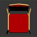 Stylish Leisure Chair With Red Cushion Backrest And Gold Frame Design
