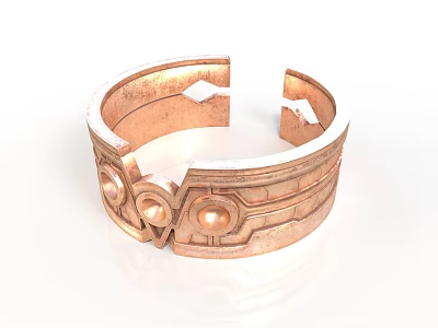 Elegant Copper Bracelet With Intricate Engraved Patterns For Daily Accessory Use 3d model
