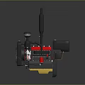 Industrial Mechanical Equipment With Black Body Red Components Yellow Base Long Tube And Square Box