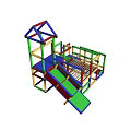 Colorful Kids Playground Structure Featuring Slide Climbing Net And Platform 3d model