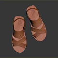 Orange Leather Flat Sandals with Cross Strap Design for Daily Wear