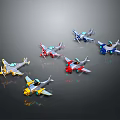 Colorful Toy Airplane Models In Various Colors And Designs On Dark Background