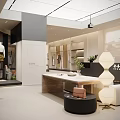 Modern Clothing Store Interior With Hanging Clothes Racks Display Table And Decorative Plants