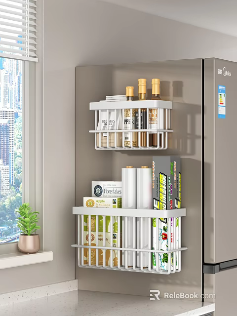 White Kitchen Storage Racks Organize Supplies 3d model 
