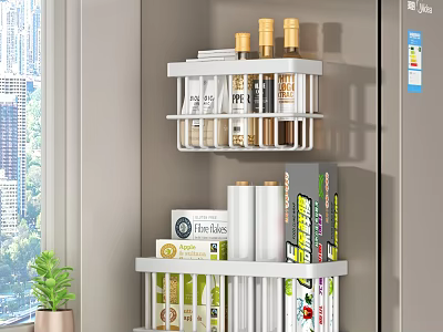 White Kitchen Storage Racks Organize Supplies 3d model