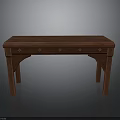Traditional Chinese Style Mahogany Table With Carved Diamond Decorations And Elegant Leg Design