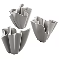 Modern White Ceramic Decorative Ornament Set With Wave Petal Design For Home Decor