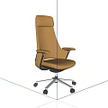 Brown High Back Office Chair With Adjustable Armrests And Swivel Base