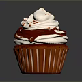 Delicious Red Cupcake With White Frosting Red Sauce Drizzle And Sprinkles