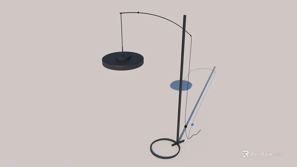 Floor Lamp with Modern Arched Stand Circular Shade and Round Base for Contemporary Living Spaces 3d model 