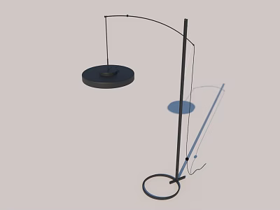 Floor Lamp with Modern Arched Stand Circular Shade and Round Base for Contemporary Living Spaces 3d model