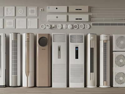 Multiple Styles of Air Conditioners and Fans with Modern Design and Various Colors 3d model