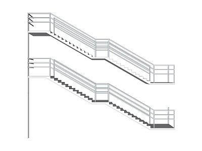 Modern Staircase Design With Railing Multiple Landings And Sleek Steps 3d model