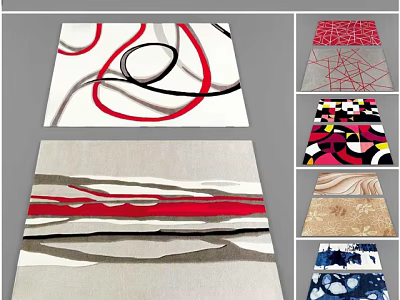 Square Rugs With Various Modern Abstract Patterns And Colorful Design Styles 3d model