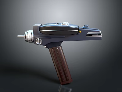 Futuristic Sci Fi Weapon Gun With Black Metal Body And Brown Grip Design 3d model