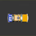 Yellow and Blue Police Car with Siren on Roof and Police Badge Design