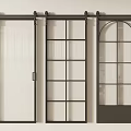 Modern Glass Sliding Doors With Black Frame Textured Glass Grid And Arched Design