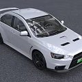 White Mitsubishi Sports Car With Green License Plate