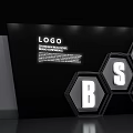 Check in System With Hexagon Logo Showcase Display For Brand And Promotion