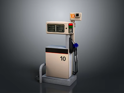 Gas Station Fuel Dispenser With Digital Display Number 10 And Fuel Nozzle 3d model