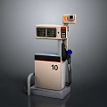 Gas Station Fuel Dispenser With Digital Display Number 10 And Fuel Nozzle
