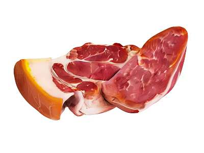 Premium Cured Ham with Pink Meat and White Fat Layers 3d model