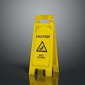Yellow Caution Wet Floor Sign With Warning Symbol And Text