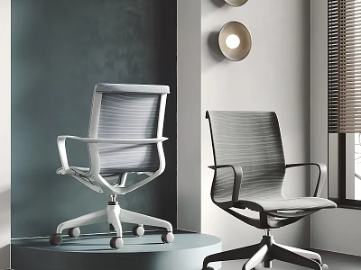Modern Ergonomic Office Chairs Featuring Breathable Mesh and White Dark Frame Designs 3d model