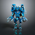 Blue Sci Fi Mech Robot With Mechanical Armor And Glowing Accents 3d model