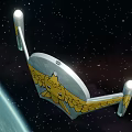 Unique White Model Spaceship With Golden Dragon Design And Cylindrical Parts