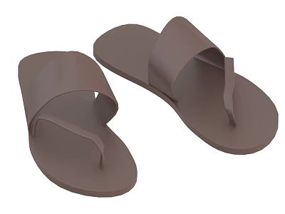 Lightweight Brown Flip Flops With Simple Smooth Design For Casual Daily Wear 3d model