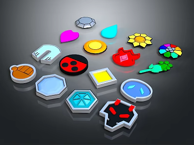 Colorful Geometric Design Elements With Various Shapes And Bright Colorful Patterns 3d model