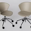 Beige Office Chairs With Curved Backrest Silver Metal Base And Black Casters