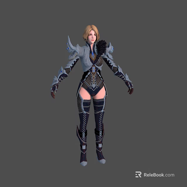 Fantasy Female Character In Mythical Creature Inspired Armor With Blonde Hair And Detailed Outfit 3d model 