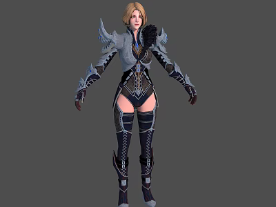 Fantasy Female Character In Mythical Creature Inspired Armor With Blonde Hair And Detailed Outfit 3d model