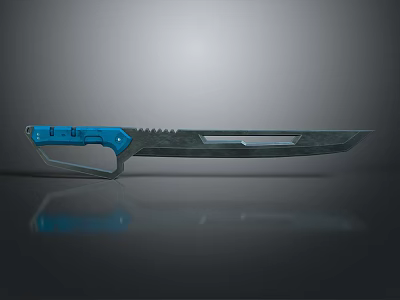 Futuristic Modern Weapon Knife With Blue Handle And Metallic Blade Design 3d model