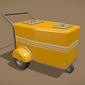 Yellow Wheeled Equipment Cart With Two Lids And Storage Compartments