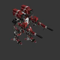 Sci Fi Mech Robot Game Movie Character With Red Black White Armor And Weapon Design
