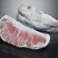 Sliced Grapefruit with Pink Flesh and White Pink Rind on Black Surface