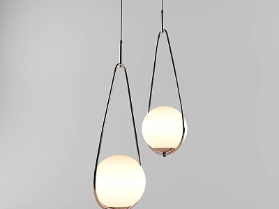 Modern Interior Design Pendant Lights With White Spherical Shades And Black Metal Frames 3d model
