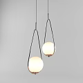 Modern Interior Design Pendant Lights With White Spherical Shades And Black Metal Frames