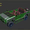Gray Open Top Military Vehicle With Seats Off Road Wheels And Cage Structure