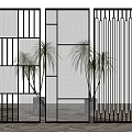 Modern partition glass screen partition 3d model
