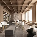 Modern Book Bar Library 3d model