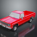 Red Classic Single Cab Pickup Truck Model With Black Wheels And Reflective Surface