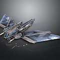 Futuristic Sci Fi Spaceship With Advanced Aerodynamic Metallic Wing Structure Design 3d model
