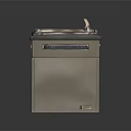 Indoor Water Fountain Design With Stainless Steel Surface Faucet And Brown Base