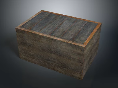 Rustic Wooden Box With Natural Wood Grain Surface And Brown Edges 3d model