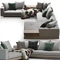 Connery Sofa Modern Interior Design With Cozy Pillows And Plush Blanket 3d model